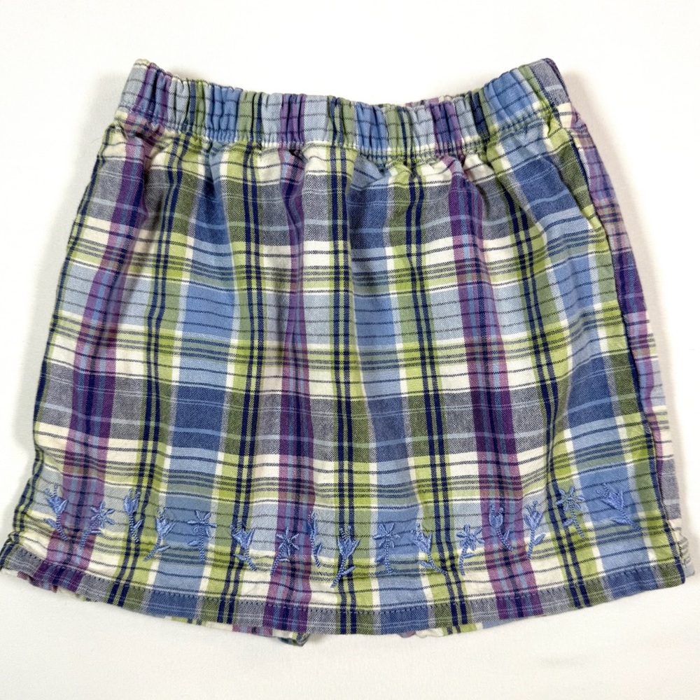 OSHKOSH B’GOSH BABY VINTAGE 90S Girls’ Plaid Floral Embroidered Skort Size 3-6M